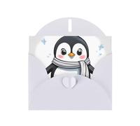 YYHWHJDE White Greeting Card Cute Penguin Pattern for Christmas, Children's Birthday, Valentine's Day, and Party Invitation