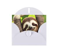 YYHWHJDE White Greeting Card Cute Sloth Prints for Christmas, Children's Birthday, Valentine's Day, and Party Invitation