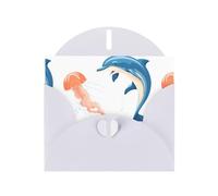 YYHWHJDE White Greeting Card Dolphin and jellyfish encounter Pattern for Festive Birthday Party Invitation