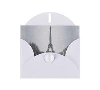 YYHWHJDE White Greeting Card Eiffel Tower On A Snowy Day Pattern Perfect for Valentine's Day, Wedding Anniversary & Party Invitations