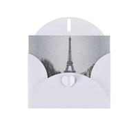 YYHWHJDE White Greeting Card Eiffel Tower on a snowy day Pattern Perfect for Valentine's Day, Wedding Anniversary & Party Invitations