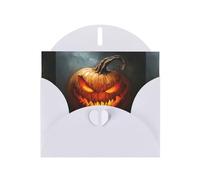 YYHWHJDE White Greeting Card Evil Devil Pumpkin Pattern Perfect for Valentine's Day, Wedding Anniversary & Party Invitations