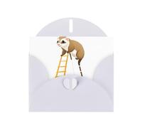 YYHWHJDE White Greeting Card Ferret Climbing A Ladder Picture for Festive Birthday Party Invitation