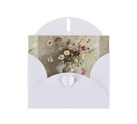 YYHWHJDE White Greeting Card Flowers In Ceramic Bottles Pattern Perfect for Valentine's Day, Wedding Anniversary & Party Invitations