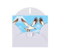 YYHWHJDE White Greeting Card Flying Seagulls Prints for Christmas, Children's Birthday, Valentine's Day, and Party Invitation