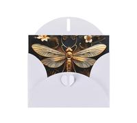 YYHWHJDE White Greeting Card Gold Exquisite Dragonfly Prints for Christmas, Children's Birthday, Valentine's Day, and Party Invitation