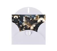 YYHWHJDE White Greeting Card Gold White Butterflies Black Pattern for Festive Birthday Party Invitation