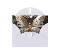 YYHWHJDE White Greeting Card Gold White Butterflies Prints for Christmas, Children's Birthday, Valentine's Day, and Party Invitation