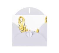 YYHWHJDE White Greeting Card Golden Phoenix Feather Pattern for Festive Birthday Party Invitation