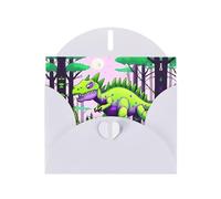 YYHWHJDE White Greeting Card Green dinosaur Pattern for Christmas, Children's Birthday, Valentine's Day, and Party Invitation