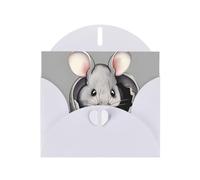 YYHWHJDE White Greeting Card Grey rat Prints for Christmas, Children's Birthday, Valentine's Day, and Party Invitation
