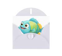 YYHWHJDE White Greeting Card Happy little fish Pattern for Christmas, Children's Birthday, Valentine's Day, and Party Invitation
