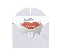 YYHWHJDE White Greeting Card I love you on the envelope Pattern for Festive Birthday Party Invitation