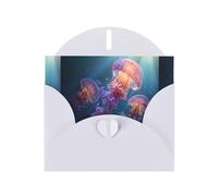 YYHWHJDE White Greeting Card Jellyfish in the ocean Pattern for Christmas, Children's Birthday, Valentine's Day, and Party Invitation