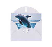 YYHWHJDE White Greeting Card Jumping up dolphins Prints for Christmas, Children's Birthday, Valentine's Day, and Party Invitation