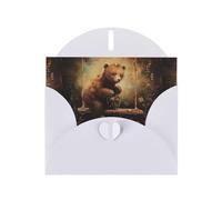 YYHWHJDE White Greeting Card Little bear playing in the water Pattern Perfect for Valentine's Day, Wedding Anniversary & Party Invitations