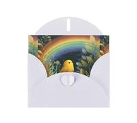 YYHWHJDE White Greeting Card Little birds under the rainbow Pattern for Christmas, Children's Birthday, Valentine's Day, and Party Invitation