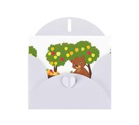 YYHWHJDE White Greeting Card Little brown bear planting fruit trees Pattern for Christmas, Children's Birthday, Valentine's Day, and Party Invitation