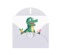 YYHWHJDE White Greeting Card Little crocodile on the flower boat Pattern for Christmas, Children's Birthday, Valentine's Day, and Party Invitation