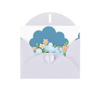 YYHWHJDE White Greeting Card Little flowers on the clouds Pattern for Christmas, Children's Birthday, Valentine's Day, and Party Invitation