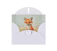YYHWHJDE White Greeting Card Little fox in the field Pattern for Christmas, Children's Birthday, Valentine's Day, and Party Invitation
