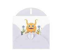 YYHWHJDE White Greeting Card Little monster in the flowers Pattern for Christmas, Children's Birthday, Valentine's Day, and Party Invitation