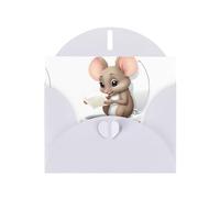 YYHWHJDE White Greeting Card Little mouse reading on the toilet Pattern for Christmas, Children's Birthday, Valentine's Day, and Party Invitation