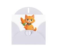 YYHWHJDE White Greeting Card Little orange cat holding carrot Pattern for Christmas, Children's Birthday, Valentine's Day, and Party Invitation