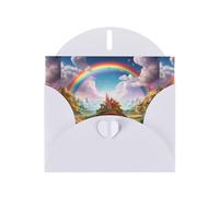YYHWHJDE White Greeting Card Little World Under The Rainbow Pattern Perfect for Valentine's Day, Wedding Anniversary & Party Invitations