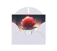 YYHWHJDE White Greeting Card Lonely Rose on the Planet Pattern for Festive Birthday Party Invitation