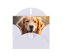 YYHWHJDE White Greeting Card Lovely Golden Retriever Dog Pattern for Christmas, Children's Birthday, Valentine's Day, and Party Invitation