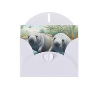 YYHWHJDE White Greeting Card Manatee Animals Pattern for Festive Birthday Party Invitation