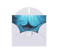 YYHWHJDE White Greeting Card Manta Ray and Fish Pattern for Christmas, Children's Birthday, Valentine's Day, and Party Invitation