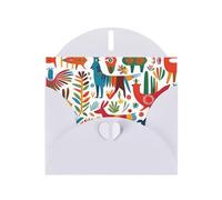 YYHWHJDE White Greeting Card Mexican Otomi Animals Pattern for Festive Birthday Party Invitation