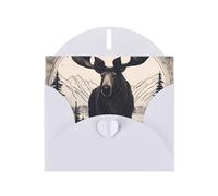 YYHWHJDE White Greeting Card Moose Bear Deer Prints for Christmas, Children's Birthday, Valentine's Day, and Party Invitation