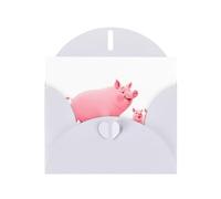 YYHWHJDE White Greeting Card Mother pig looking at her piglets Pattern for Festive Birthday Party Invitation
