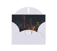 YYHWHJDE White Greeting Card Night view of the city Pattern for Festive Birthday Party Invitation