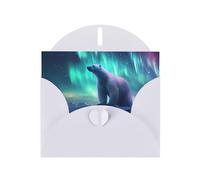 YYHWHJDE White Greeting Card Northern Lights Polar Bear Prints for Christmas, Children's Birthday, Valentine's Day, and Party Invitation