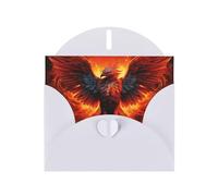 YYHWHJDE White Greeting Card Orange Red Phoenix Prints for Christmas, Children's Birthday, Valentine's Day, and Party Invitation