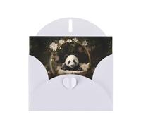 YYHWHJDE White Greeting Card Panda in the cradle Pattern for Christmas, Children's Birthday, Valentine's Day, and Party Invitation