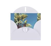 YYHWHJDE White Greeting Card Parrots On Palm Trees Pattern Perfect for Valentine's Day, Wedding Anniversary & Party Invitations