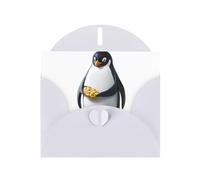 YYHWHJDE White Greeting Card Penguin playing with beans Pattern for Christmas, Children's Birthday, Valentine's Day, and Party Invitation