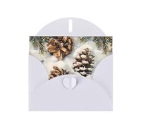 YYHWHJDE White Greeting Card Pine Cones In The Snow Pattern Perfect for Valentine's Day, Wedding Anniversary & Party Invitations