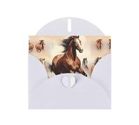 YYHWHJDE White Greeting Card Prancing Brown Horse Prints for Christmas, Children's Birthday, Valentine's Day, and Party Invitation