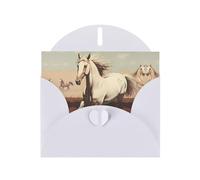 YYHWHJDE White Greeting Card Prancing White Horse Pattern for Festive Birthday Party Invitation