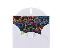 YYHWHJDE White Greeting Card Psychous Skeleton Pattern for Festive Birthday Party Invitation