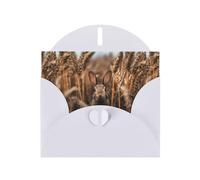 YYHWHJDE White Greeting Card Rabbit In The Wheat Field Pattern Perfect for Valentine's Day, Wedding Anniversary & Party Invitations