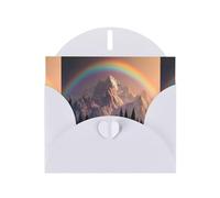 YYHWHJDE White Greeting Card Rainbow Behind The Mountains Pattern Perfect for Valentine's Day, Wedding Anniversary & Party Invitations