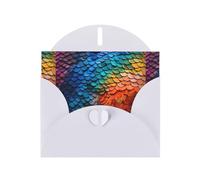 YYHWHJDE White Greeting Card Rainbow Fragments Fish Scales Pattern Perfect for Valentine's Day, Wedding Anniversary & Party Invitations