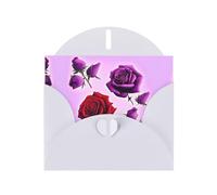 YYHWHJDE White Greeting Card Red and purple roses Pattern for Christmas, Children's Birthday, Valentine's Day, and Party Invitation